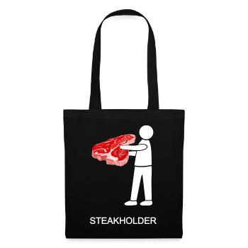stakeholder, steakholder, steak, meat, T-bone - Tote Bag - black - Front