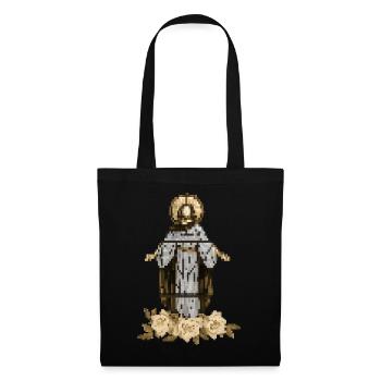 Jesus Christus mit Rosen-Dekor, Pixel-Art - Stoffbeutel - Schwarz - Vorne