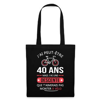 Vélo 40 Ans anniversaire cadeau 40 ans vélo - Sac en tissu - noir - Devant