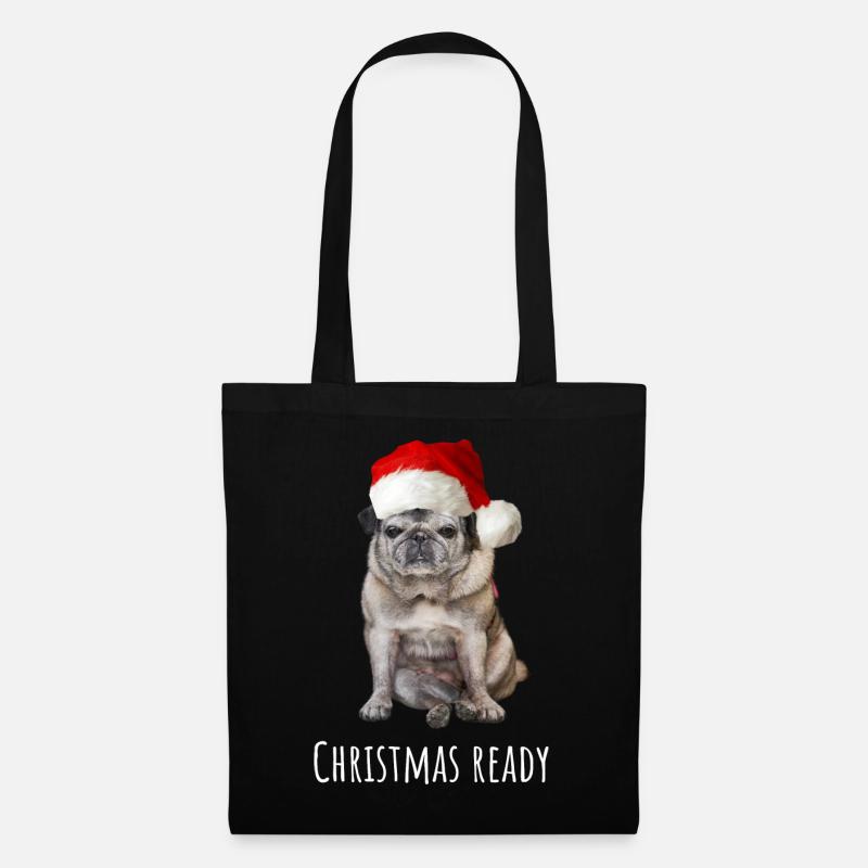Angry Pug Christmas Ready - Stoffbeutel - Schwarz