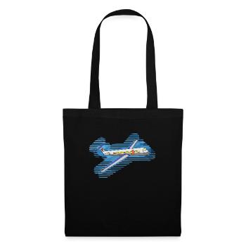 Flugzeug - Stoffbeutel - Schwarz - Vorne