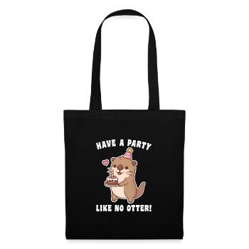 Loutre mignonne avec gâteau Faites la fête comme aucune loutre - Sac en tissu - noir - Devant