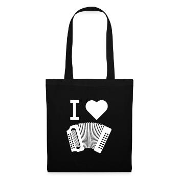 I love accordion Geschenk Ziehharmonika - Stoffbeutel - Schwarz - Vorne