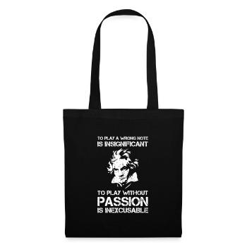 To play a wrong note Geschenk Beethoven Silhouette - Stoffbeutel - Schwarz - Vorne