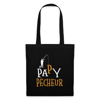 Papy Pêcheur Cadeau Drôle Humour Pêche Original - Sac en tissu - noir - Devant