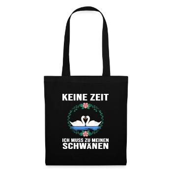 Schwan "Schwanzeit" Schwäne verliebt Schwanpaar - Stoffbeutel - Schwarz - Vorne