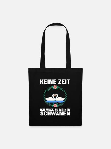 Schwan "Schwanzeit" Schwäne verliebt Schwanpaar - Stoffbeutel - Schwarz
