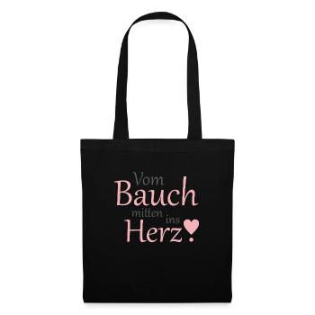 Baby Kind Spruch Kinder Bauch Herz Geschenkidee - Stoffbeutel - Schwarz - Vorne