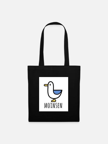 Moinsen Sticker mit Möwe - Stoffbeutel - Schwarz