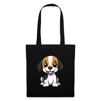 Beagle Chien Mignon - Sac en tissu - noir - Devant