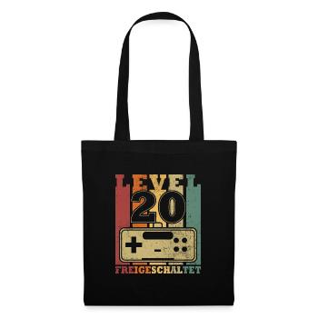 Level 20 Freigeschaltet - Stoffbeutel - Schwarz - Vorne