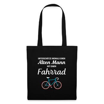 Alter Mann Mit Fahrrad - Stoffbeutel - Schwarz - Vorne