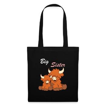 Highland Cattle - Grande sœur - Sac en tissu - noir - Devant