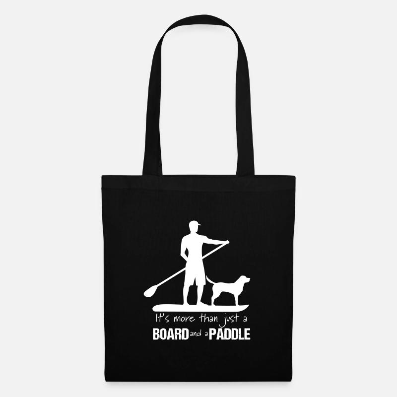 SUP Board Paddle Hund Sport Freizeit Geschenkidee - Stoffbeutel - Schwarz