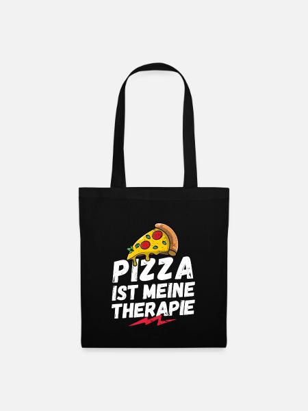 Pizza ist meine Therapie, Ich liebe Pizza, Pizza - Stoffbeutel - Schwarz