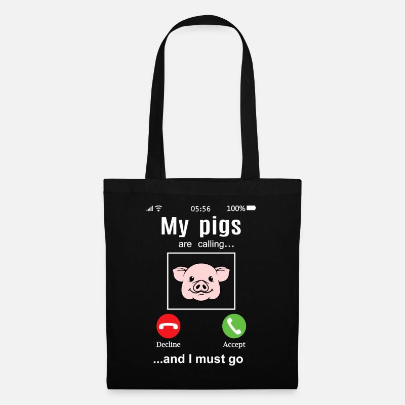 Mes cochons appellent fermier ferme Fun - Sac en tissu - noir