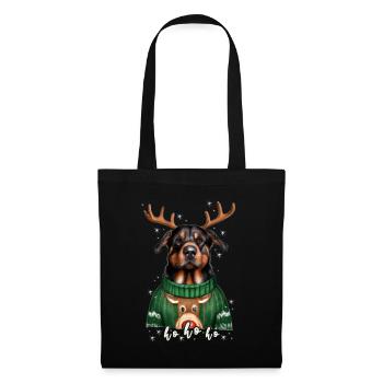 Weihnachtshund Rottweiler - Stoffbeutel - Schwarz - Vorne