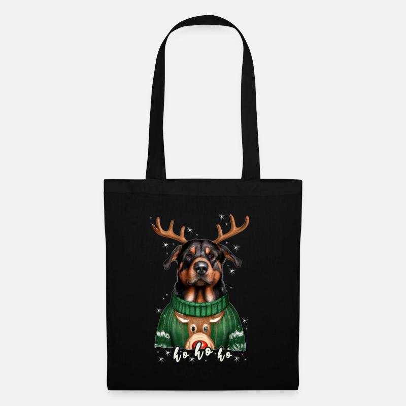 Weihnachtshund Rottweiler - Stoffbeutel - Schwarz