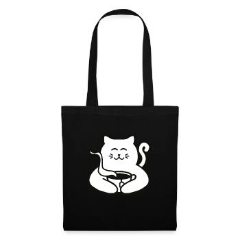 Cat with tea earl grey - Tote Bag - black - Front