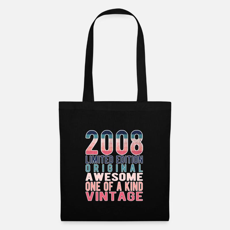 Limited Edition seit 2008 Geburtstag Vintage 2008 - Stoffbeutel - Schwarz
