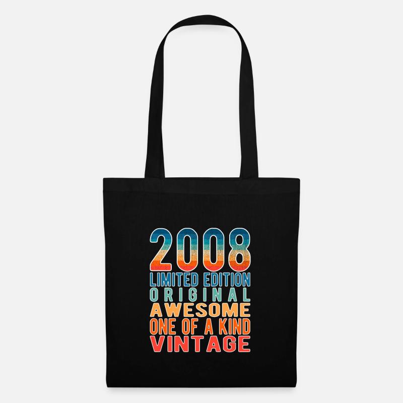 Limited Edition seit 2008 Geburtstag Vintage 2008 - Stoffbeutel - Schwarz