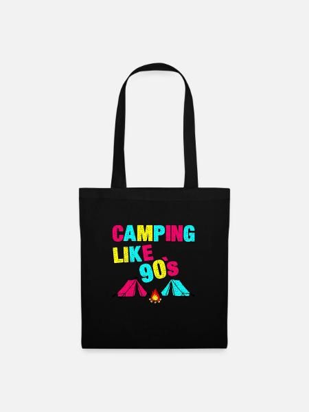 90er Jahre Camping - Stoffbeutel - Schwarz