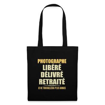 Photographe célèbre sa retraite avec humour cadeau - Sac en tissu - noir - Devant
