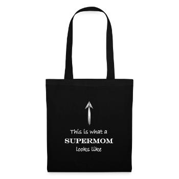 So sieht eine Supermama aus - Stoffbeutel - Schwarz - Vorne