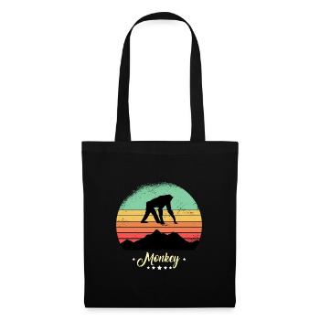 Monkey Vintage Animals Retro Sunset - Tote Bag - black - Front