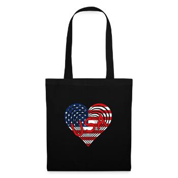 USA heart America Herz Amerika - Stoffbeutel - Schwarz - Vorne