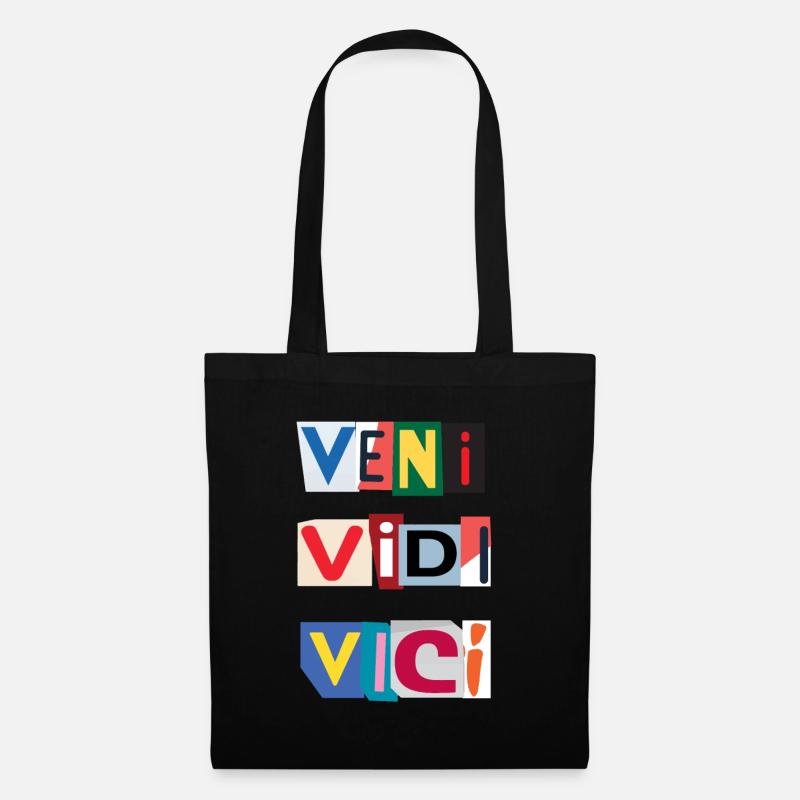 Veni Brief in Zeitungen - Stoffbeutel - Schwarz