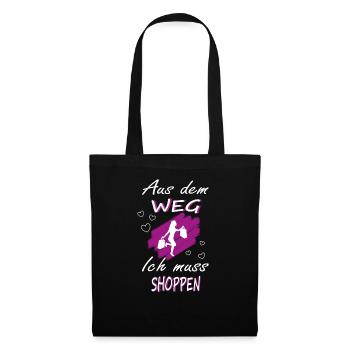 Shoppen Shopping Spruch Damen - Stoffbeutel - Schwarz - Vorne