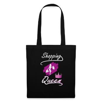 Shopping birthday Queen- Frauen Einkaufen Spruch - Stoffbeutel - Schwarz - Vorne