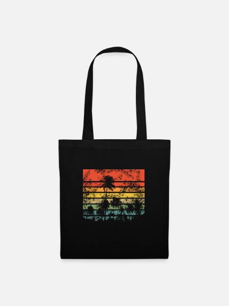 Palm Trees Retro Sunset - Tote Bag - black
