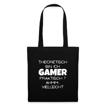 Theoretisch Gamer - Stoffbeutel - Schwarz - Vorne
