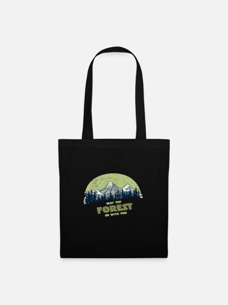 My The Forest Be With You - Wald Berge Spruch - Stoffbeutel - Schwarz