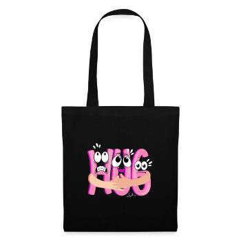 Câlin cartoon rose - humoristique - Sac en tissu - noir - Devant