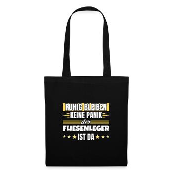 Ruhig bleiben ich bin Fliesenleger - Stoffbeutel - Schwarz - Vorne