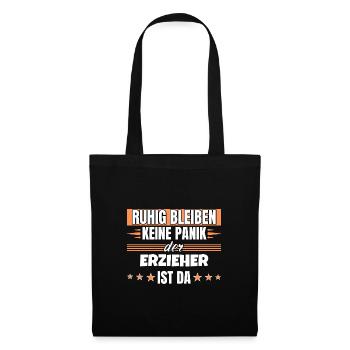 Ruhig bleiben ich bin Erzieher - Stoffbeutel - Schwarz - Vorne