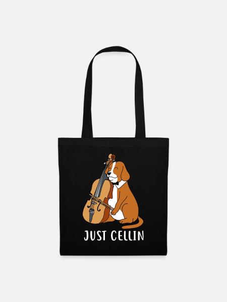 Hund Just Cellin Design für Cellisten - Stoffbeutel - Schwarz