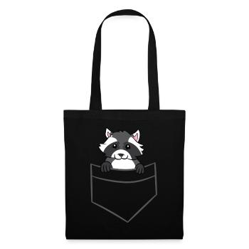 Raton laveur - Dans la poche de poitrine / poche de chemise - Sac en tissu - noir - Devant