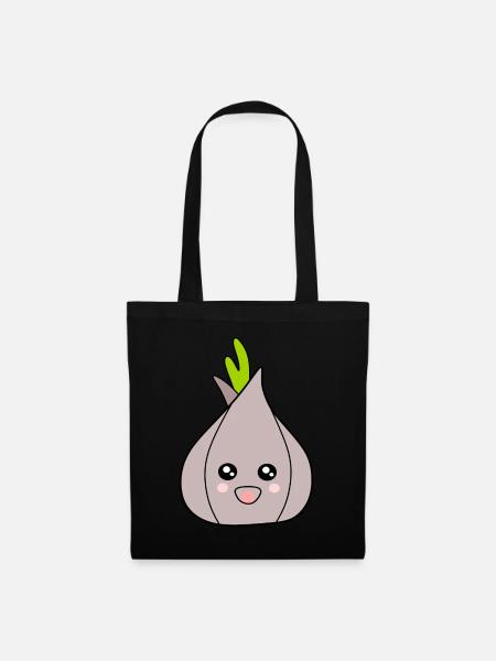 Kawaii Zwiebel Knoblauch Kawaii Gemüse Kawaii Obst - Stoffbeutel - Schwarz