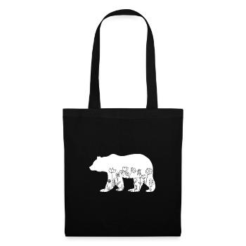 Mignon Ours Amoureux Animaux Fleurs Floral - Sac en tissu - noir - Devant