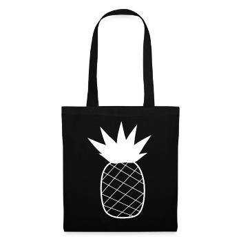 Ananas weiß Sommer Urlaub Geschenk Geschenkidee - Stoffbeutel - Schwarz - Vorne