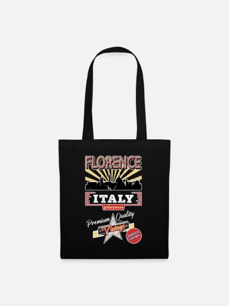 Florenz Italien Stadt Skyline Vintage Retro - Stoffbeutel - Schwarz