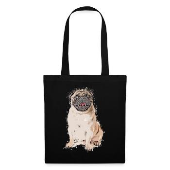 Pug Dog Pet Animal Cartoon Comic Style - Tote Bag - black - Front