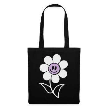 Fleur souriante - Sac en tissu - noir - Devant