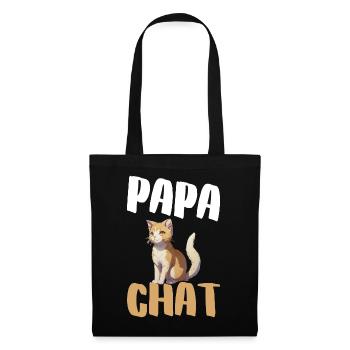 Papa Chat: Chat orange et Typo Large - Sac en tissu - noir - Devant