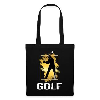 Golf Golfen Golfspieler Sport Hobby Club Gold - Stoffbeutel - Schwarz - Vorne