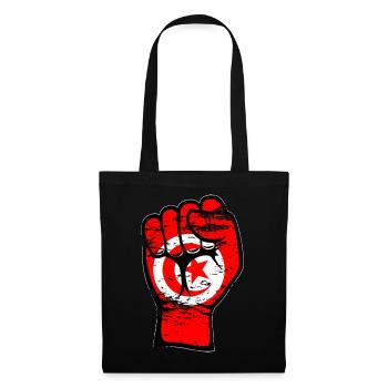 Tunisie Drapeau Poing Main Symbole utilisé - Sac en tissu - noir - Devant